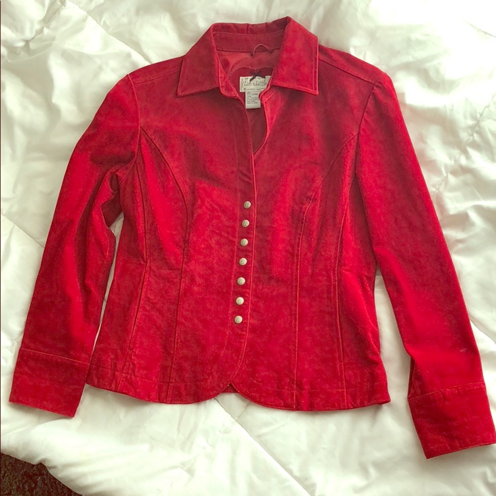 Red suede blazer